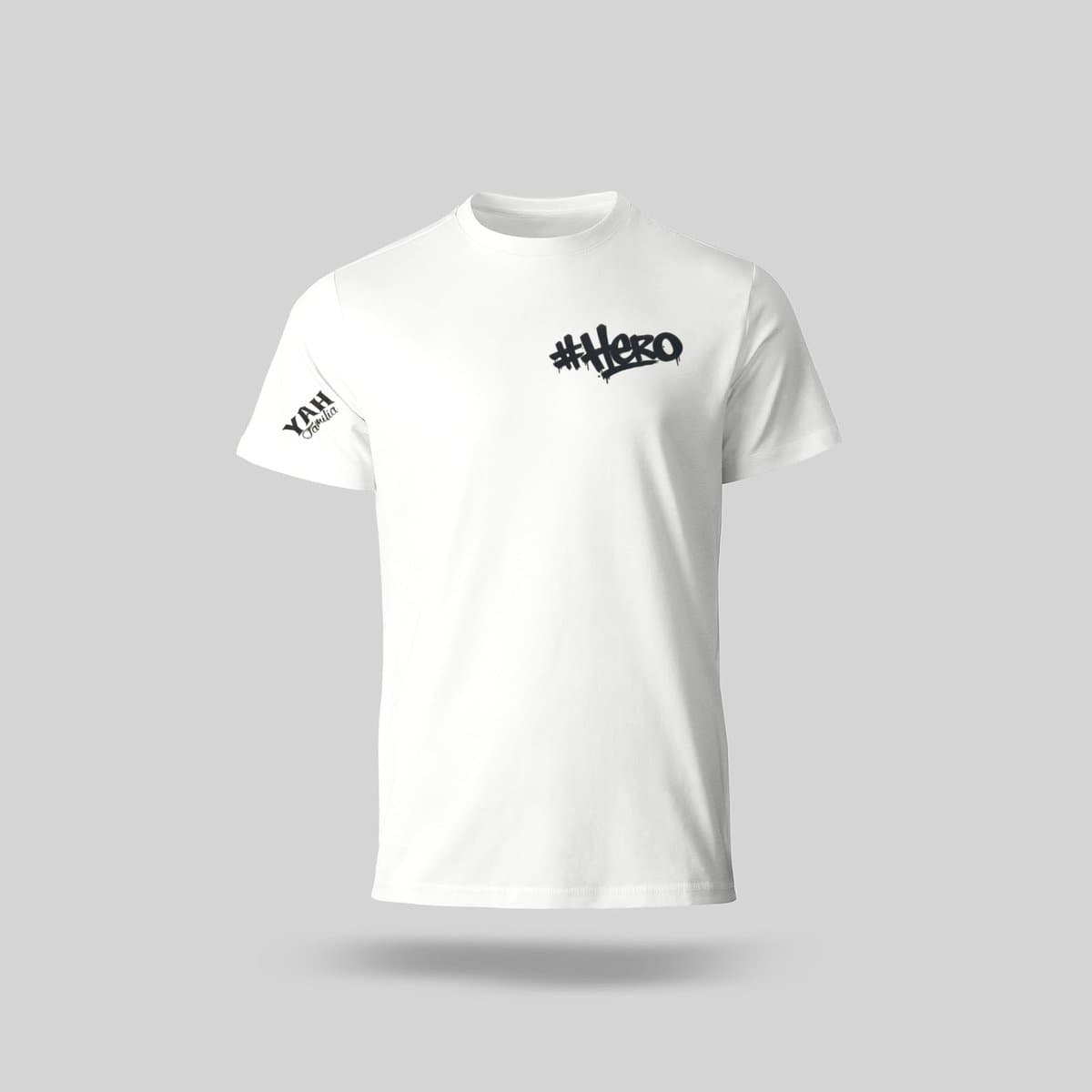 #Hero Tee, White, front